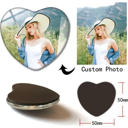 Custom photo LOGO decoration 3D stereo glass heart-shaped back with magnet tourist attraction promotional gifts wholesale