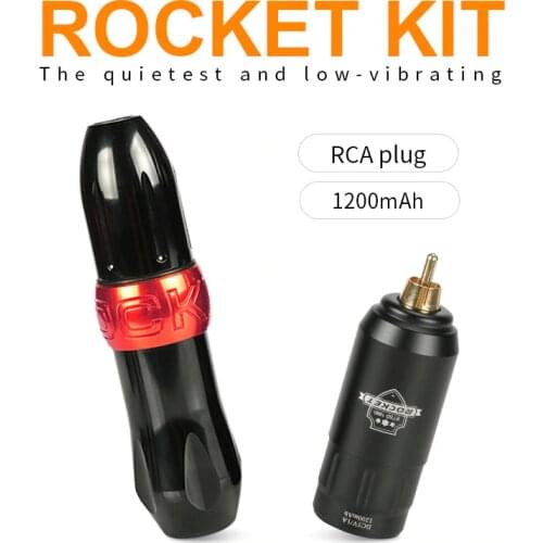 Complete Tattoo Machine Kit Professional Set Rocket I Tattoo Pen With Mini Wireless Adjustable Power Supply RCA Connector