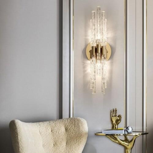 Luxury Gold Crystal Wall Sconce Lamps Modern Living Room Bedroom LED Wall Lights Creative Home Decoration Lighting
