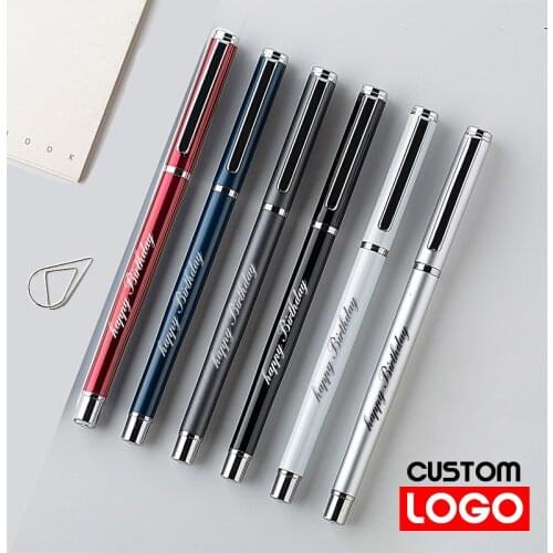 Advertising Pen Custom Logo Ballpoint Pen Metal Hook Business Signature Pen Gel Pen Lettering Engraved Name Stationery Wholesale