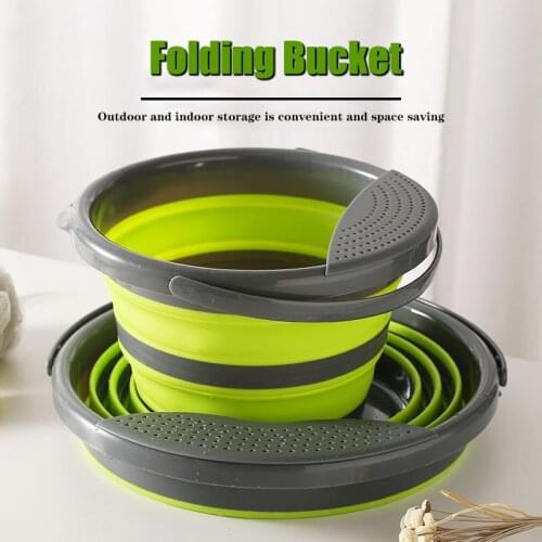 Collapsible Bucket with Drain Board & Handle Multipurpose Folding Washing Up Water Container for Outdoor Camping Hiking SAL99
