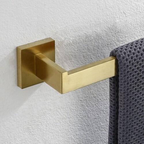 Modern Nordic Bathroom Brushed Gold Towel Holder Bathroom Towel Bar Wall Mounted Stainless Steel Toilet Pendant Set Towel Ring