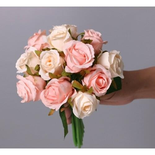 Bridal Wedding Roses Bouquet Artificial Silk Cloth Flowers Soft Durable Bookstore Accessories Bridesmaid Flower Mariage Supplies