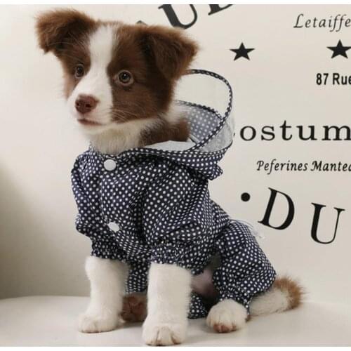 Dog Raincoat Waterproof Four-legged Dog Puppy Hooded Raincoat Rainwear Pet Outdoor Clothes Dog Raincoat Waterproof