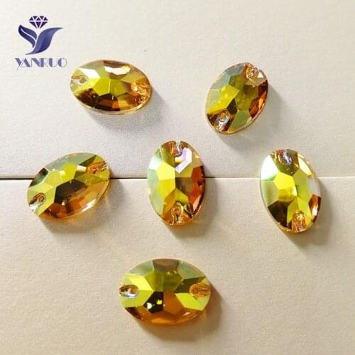 YANRUO 3210 Oval Sunshine Rhinestones Sewn Rhinestones Strass Diamond Rhinestones and Decorations For Sewing Accessory