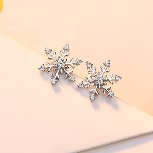 Pair of earrings elegant 925 sterling snowflake stud earrings wedding cocktail party jewelry