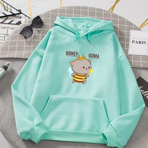 Women Harajuku Hoodies Bee Aesthetic Vintage Hoodie Kawaii Japanese Pullover Female Kpop Sweatshirt Fleece Autumn Sudadera Mujer