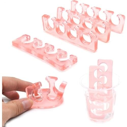 1 Pair(2 Pcs) Pink Silicone Nails Finger Separator Flexible Finger Toe Spacer Separation Soft Silica Straighteners Beauty Tools