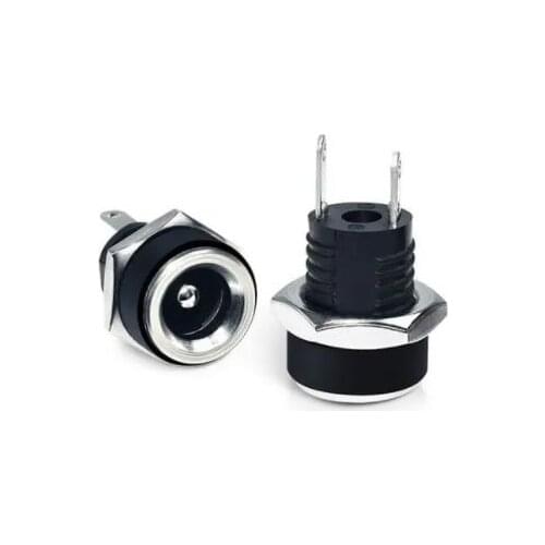 10PCS DC-022B DC-022 DC Power Socket DC022B 5.5 * 2.1 MM Sockets Connector With Nuts 2pins Soldering