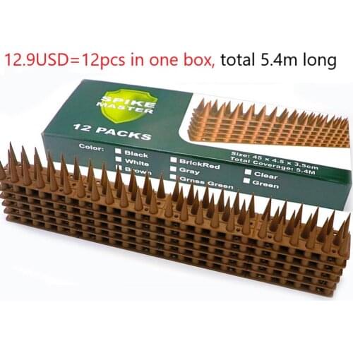 12pcs total 5.4m spike strip Plastic Bird and Pigeon Spikes Anti Bird Anti Pigeon Spike Get Rid of Pigeons birds Pest Control