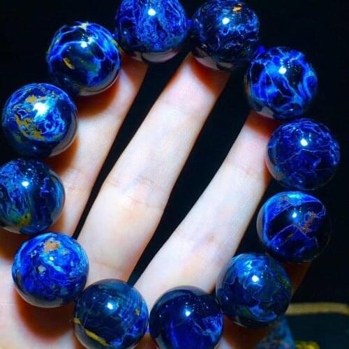 20.2mm Natural Blue Pietersite Women Men Gemstone Bracelet Round Beads Chatoyant Cat Eye Namibia Certificate AAAAA
