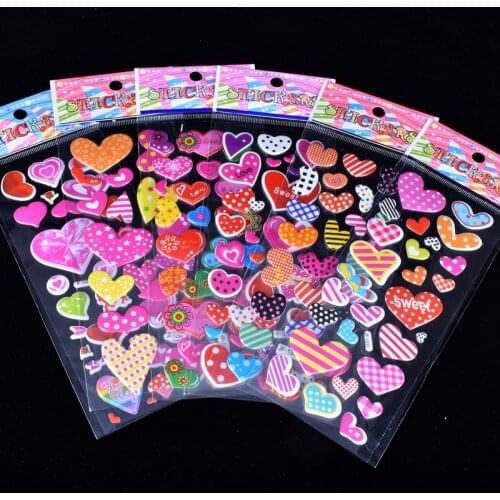 20 Sheets Heart Animal Diary Decoration Kids Stickers PVC 3D Puffy Bubble Stickers DIY Baby Gift Children Toys