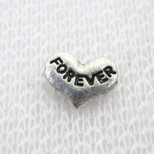 20pcs/lot Silver Forever Heart Floating Charms Living Glass Memory Lockets Floating Charm DIY Jewelry wholesale