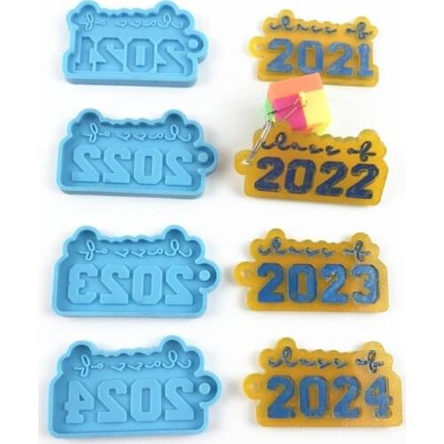 2021/2022/2023/2024Dolphin Alphabet Letters Keychain Epoxy Resin Mold Pendant Decorations Silicone Mould DIY Crafts