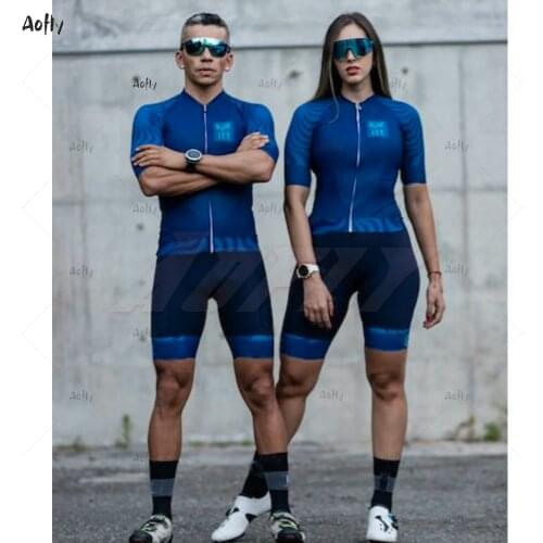 2021 Kafitt Blue Couples Cycling Clothes Skinsuit Triathlon Sets Maillot Ropa Ciclismo Go Pro MTB Jumpsuit Kits Summer Gel Pad