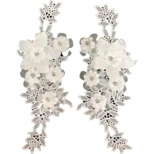 3D Flower Floral Embroidery Lace Applique Trim For Evening Skirt Clothes Lace Collar Decoration Patch Sewing On Accessories