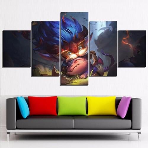 5 Piece Digital Art Paintings Heimerdinger LOL Video Games Poster Wall Sticker Canvas Paintings Wall Art