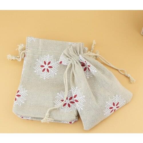 50Pcs 10x14cm Snowflake Color Cotton Drawstring Gift Bag Incense Storage Christmas Jewel Accessories Sachet Packing Linen Bags