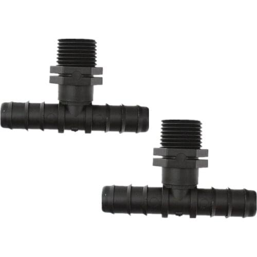 50pcs 1/2"Male x 16mm Tee For 16mm PE Tube Greenhouse Garden Irrigation Hose Fittings Drip Watering Hose Splitter