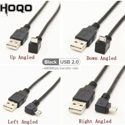 90 Degree Up Down Left Right Angled Micro USB Male to USB 2.0 male Data Charge connector Short Cable for Android phone tablet