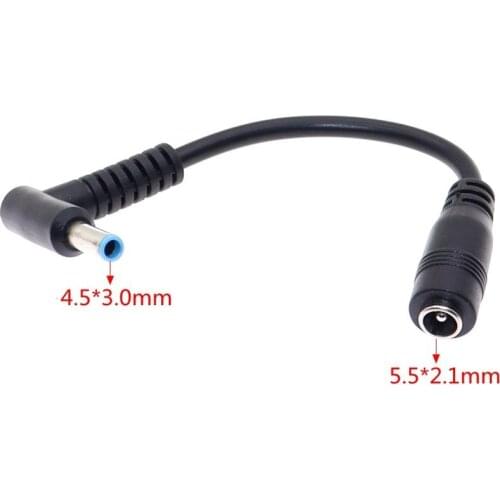 5.5*2.1mm To 4.5*3.0mm DC Power Charger Converter Adapter Right Angle Cable For HP Dell Blue Tips
