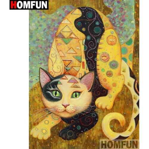 HOMFUN Full Square/Round Drill 5D DIY Diamond Painting "Cartoon cat" Embroidery Cross Stitch 3D Home Decor A10848