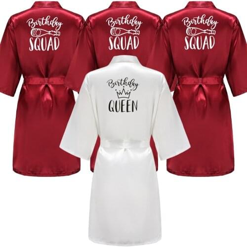 Birthday Queen&Squad Birthday Party Robe Satin Women Princess Birthday Girl&Squad Party Favor Ladies Dressing Gift kimono Robes