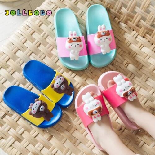 Kid Rabbit Slippers PVC Spring Summer Cute Cartoon Bear Children Home Shoes Kawaii Boys Girls House Slippers Kids Hot Sale
