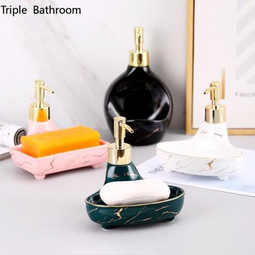 Nordic Liquid Soap Dispenser Ceramic Multifunction Soap Dish Hand Sanitzer Holder Wristband Hand Dispenser Bathroom Accessories