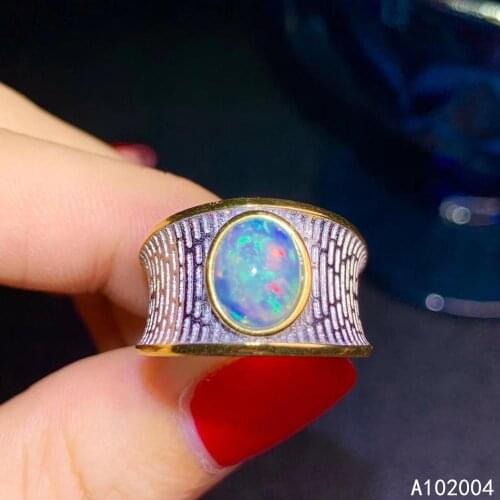 KJJEAXCMY fine jewelry 925 sterling silver inlaid natural opal new Female men ring beautiful Support Detection