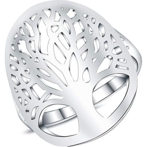 Beautiful 925 Sterling Silver Tree Of Life Ring Hollow Fashion Noble Women Lady Design Women Lady Gift Men Unisex Cute Jewelry G