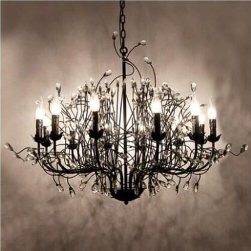 L Personality Branch Crystal Chandelier 8 Restaurant Living Room Lobby American Creative Iron Art Retro Art Clothing Shop Light