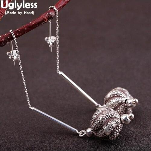 Uglyless Summer Fashion Dress Thai Silver Ear Lines Long Earrings for Women 925 Silver Spinning Conch Earrings Vintage Jewelry