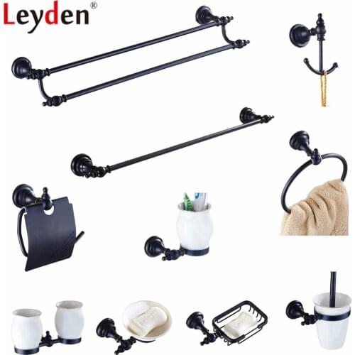 Leyden ORB Brass Single Towel Bar Holder Towel Ring Toilet Paper Holder Bathroom Accessories Set Robe Hook Bath Hardware Sets