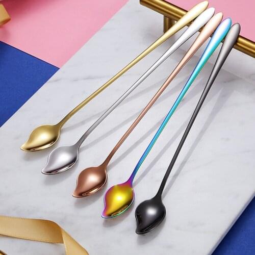Stainless Steel Mixing Spoon, 7.6inch Mango Spoon Summer Ice Cream Spoons, Long Handle Coffee Spoons
