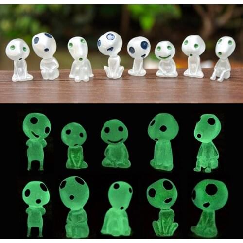 5Pcs Cute Tree Spirit Princess Mononoke Mini Action Figure Luminous Dolls Cartoon Figurines Resin Decoration Toy Birthday Gifts