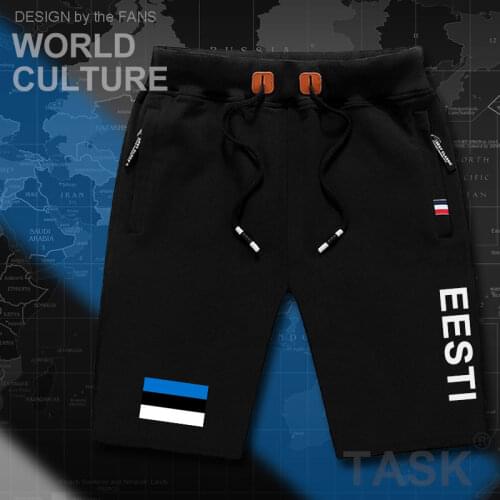 Estonia Estonian mens shorts beach man mens board shorts flag workout zipper pocket sweat bodybuilding 2017 cotton EST Eesti