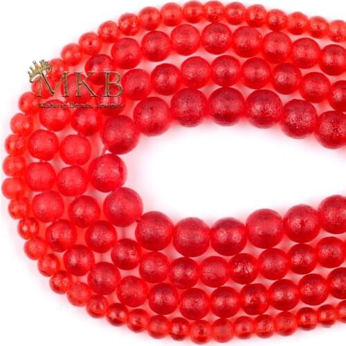 6 8 10mm Dull Polished Red Glass Crystal Round Stone Beads Diy For Jewelry Making Handmade Bracelet Necklace Accessories 15"
