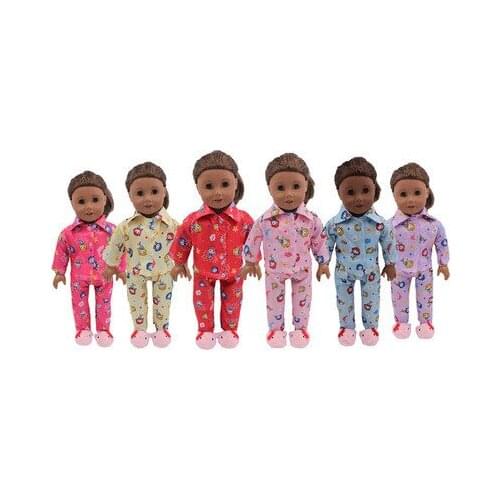 2021 New Pattern Clothes Cartoon Print Girls' Pajamas Suit Fit 18 Inch American&43cm Baby New Born Doll Clothes Accessories