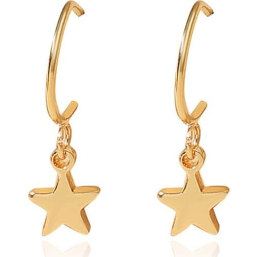 New Fashion Five-Pointed Star Studs Best Selling Simple Popular Gold Stars Earrings Jewelry Wholesale