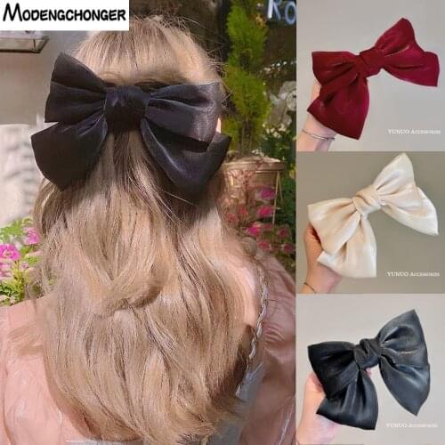 New Fashion Ribbon Big Barrette Bow Hairgrips Cute Hairpin for Women Girls Satin Trendy Ladies Hair Clip Hair Accessories Hot