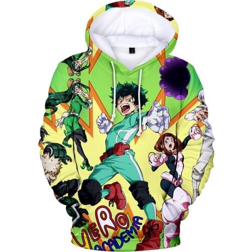 Popular 3D Anime My Hero Academia Hoodies Sweatshirts 3D Cartoon Hoodies Teenage Boys/girls All- match Long Sleeve Autumn Winter