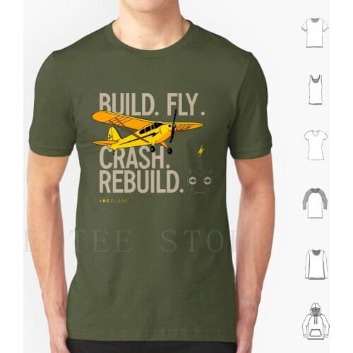 Build Fly Rebuild-Rc Planes T Shirt Cotton Men Diy Print Rc Model Planes Futaba Remote Control Balsa Aviation Piper J3 Piper