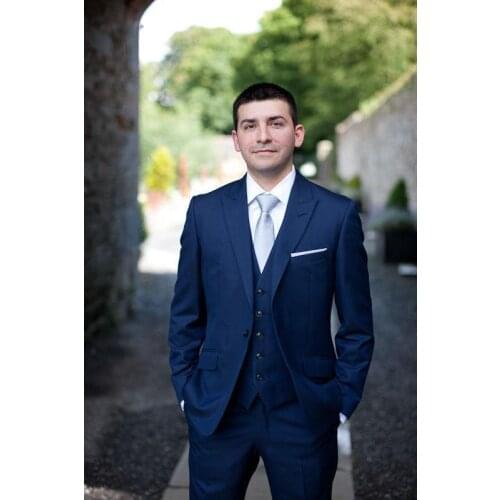 Bule (Jacket+Pant+Vest+Tie+Handkerchief)Formal Men Suits Office Business Terno Custome Homme Fashion Tuxedos Terno Slim Fit Suit