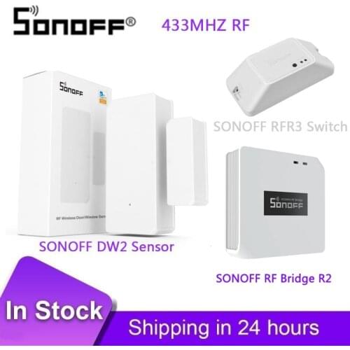 SONOFF DW2-RF - 433MHZ RF Wireless Door/Window Sensor / Sonoff Smart Switch RF Bridge 433/SONOFF RFR3 - WIFI DIY SwitchRF Contr