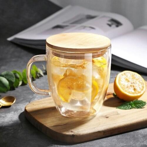 Large Capacity Glass Cup Beer Wine Glasses Double Wall Water Drinking Cups Breakfast Milk Coffee Mug With Lid Handle Tea Mugs