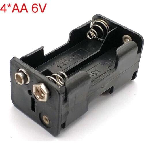 High Quality AA Battery Holder 6V for 4 X AA Batteries Black Plastic Storage Box Case Dual Layers with 9V Connector