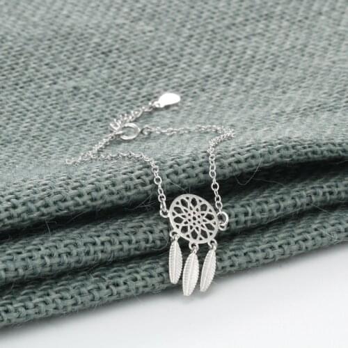 Dreamcatcher Feather Wild Korea Gift 925 Sterling Silver Temperament Female Trendy Resizable Bracelets SBR030