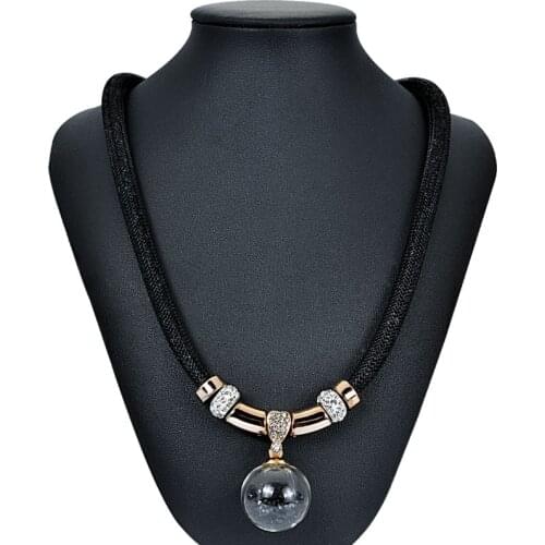 Wholesale Newest Unique Design Hollow Glass Bubble Pendant With Crystal Charm Statement Necklace For Women Gifts N1552