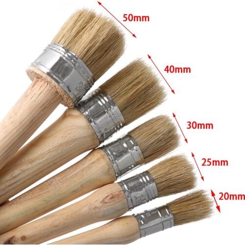 1PC Wood Handle Brushes with Natural Bristles Chalk Oil Paint Wax Brush Furniture Stencils Folk art Home Decor Paint Brush